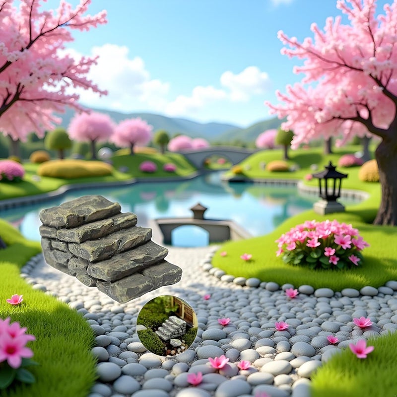 Wentoenapp Miniature Resin Bridge Stair Stone Straight Bridge Stairs Steps Garden Fairy Ornament Micro Landscaping Decor Bonsai Craft Straight Stairs Outdoor, Garden Sculptures and Statues, Decorations - Image 5